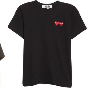 COMME des GARÇONS play black double heart tee size small